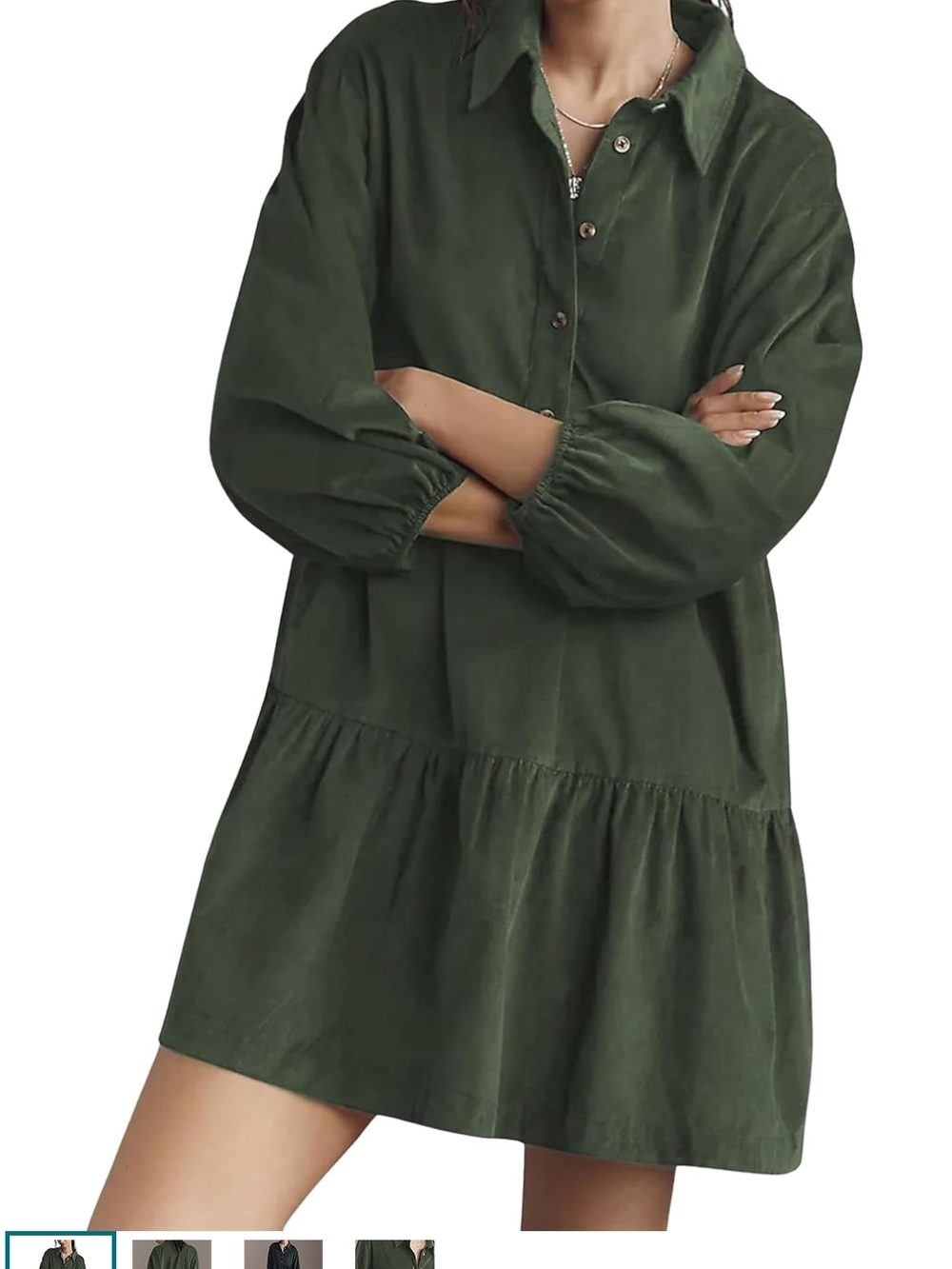 Womens Shirt Corduroy Dress